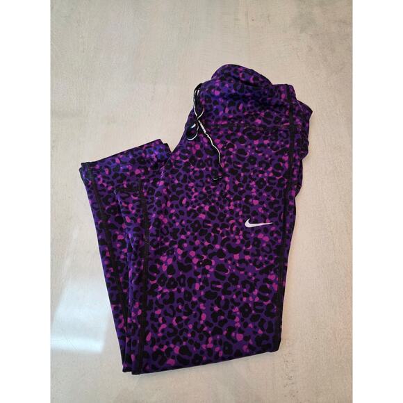 Nike Pants - Nike Running Women's Dri-Fit Purple Pink Leopard Capri Leggings SZ Medium